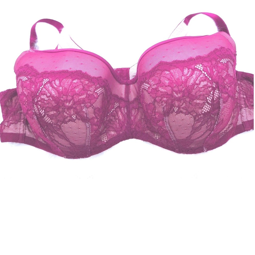 Torrid Curve Balconette Bra Womens 46C Magenta Purple Excellent Lace Smoothing